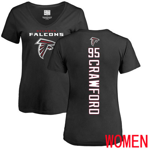 Atlanta Falcons Black Women Jack Crawford Backer NFL Football #95 T Shirt